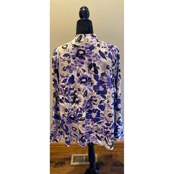 Croft & Barrow Turtleneck Blouse Plus Size 3X 96% Cotton Purple & Cream Top SOFT - Picture 5 of 10